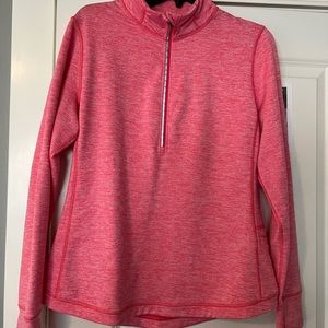 LUCY 3/4 zip active wear sweatshirt.  Heathered Coral color.